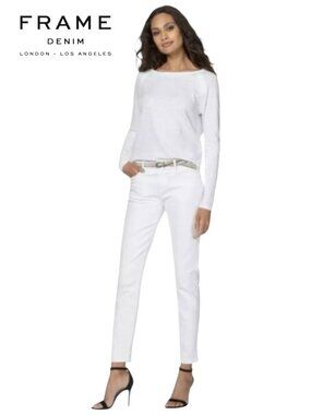 Frame Le Garcon Women's 26 Mid-Rise Jeans Blanc Style #LGJ711